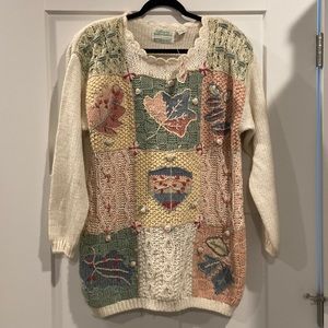 Cottage Core knitted by hand NWT Colleen's Collectables sweater 90s large  3D